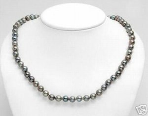 14K White Gold Silver Peacock Pearl Necklace