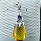 Honey Amber Sterling Silver Amethyst Pendant