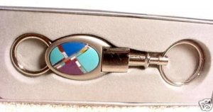 Key Ring Inlaid Turquoise Agate Malachite Onyx