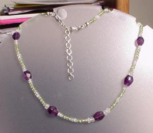 Amethyst Peridot Quartz Sterling Silver Necklace