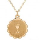 Krementz 14K Gold  Holy Communion Pendant With Chain