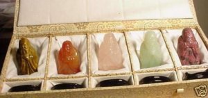 Hand Carved 5 Precious Stone Wise Men Set