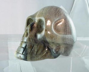 Hand Carved Silver Leaf Jasper Skull