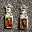 Honey Amber & Sterling Silver Chain Earrings