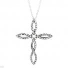 New Cross Necklace With 0.61ctw Genuine Topazes 925 Sterling Silver & Chain