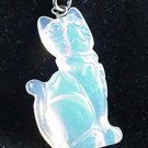 Hand Carved Opalite Cat Pendant Necklace