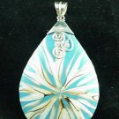 Big Natural Shell Inlay Sterling Silver Pendant Pear Big Natural Shell Inlay Sterling Silver Pendant Pear