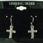 New Sterling Silver Cross Dangle Earrings 3/4"