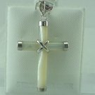 New Sterling Silver Mother of Pearl Cross Pendant