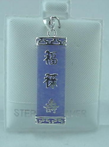 New Sterling Silver Lavender Jade FU LOU SHOU Pendant