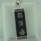 New Sterling Silver Black Onyx  FU LOU SHOU Pendant