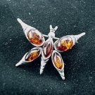 Baltic Amber Sterling Silver Butterfly Moth Pin Brooch