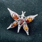 Baltic Amber Sterling Silver Butterfly Moth Pin Brooch