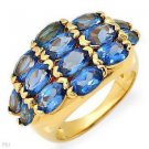 5.60ctw Genuine Topazes 14K/925 Gold plated Silver Ring
