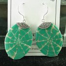 New Natural Shell  Inlay Sterling Silver Earrings Green