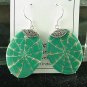 New Natural Shell  Inlay Sterling Silver Earrings Green