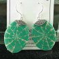 New Natural Shell  Inlay Sterling Silver Earrings Green