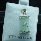 New Sterling Silver Natural Green Jade FU Pendant