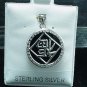 New Sterling Silver Black Onyx Upside Down FU Pendant