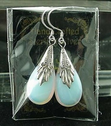 New Opalite Sterling Silver Teardrop Dangle Earrings