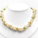 New Genuine Citrine &  Peridot Briolettes Pearl Necklace