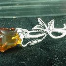 New Baltic Amber Sterling Silver Rose Pin