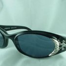 New Ann Michaels Black Crystal Inlaid Italian Sunglasses