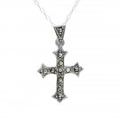 New Cross Necklace Genuine Marcasites Crafted in .925 Sterling with 18" Chain New Cross Necklace Genuine Marcasites Crafted in .925 Sterling with 18" Chain