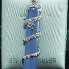 New Sterling Silver Lavender Jade Dragon Stick Pendant