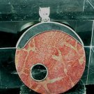 Big Bamboo Coral Slice Sterling Silver Pendant