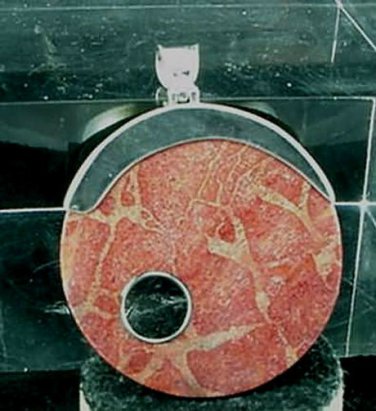 Big Bamboo Coral Slice Sterling Silver Pendant