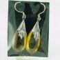New Honey Amber Sterling Silver Teardrop Dangle  Earrings