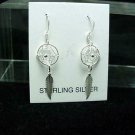 New Navajo Style Dream Catcher Dangle All Sterling Silver Earrings