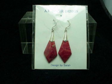 New Bamboo Coral Sterling Silver  Dangle Earrings