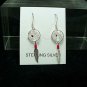 New Navajo Style Dream Catcher Dangle Sterling Silver Earrings Red
