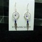 New Navajo Style Dream Catcher Dangle Sterling Silver Earrings  Blue