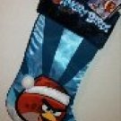 17" Angry Birds Red Bird in Santa Hat Blue Satin Christmas Stocking 17" Angry Birds Red Bird in Santa Hat Blue Satin Christmas Stocking