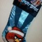 17" Angry Birds Red Bird in Santa Hat Blue Satin Christmas Stocking
