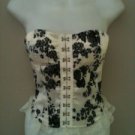 M- Floral Lace Up Corset in White