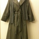 M- Green Full Length Cape Trench Coat