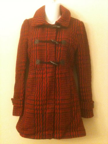 S- Toggle Front Tweed Coat in Red