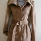 S- Brown Wool Belted Car Coat