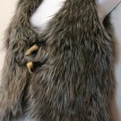 M- Grey Faux Ostrich Fur Vest