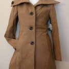 S- Brown Wide Collar Wool Coat