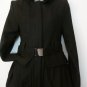 S- Black Wool Belted Bubble Skirt Coat