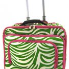 Zebra Print  Large Rolling Briefcase w/ Shoulder Strap! (Green/Fuchsia)