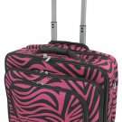 Zebra Print Designer Large Rolling Briefcase w/ Shoulder Strap! (Fuchsia/Black)