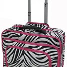 Zebra Print Designer Large Rolling Briefcase w/ Shoulder Strap! (Fuchsia)