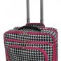 Hounds Tooth Print Designer Large Rolling Briefcase! (Fuchsia)