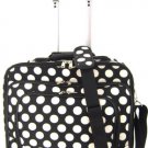 Polka Dot Print Designer Large Laptop Rolling Briefcase w/ Shoulder Strap! (Black/White)